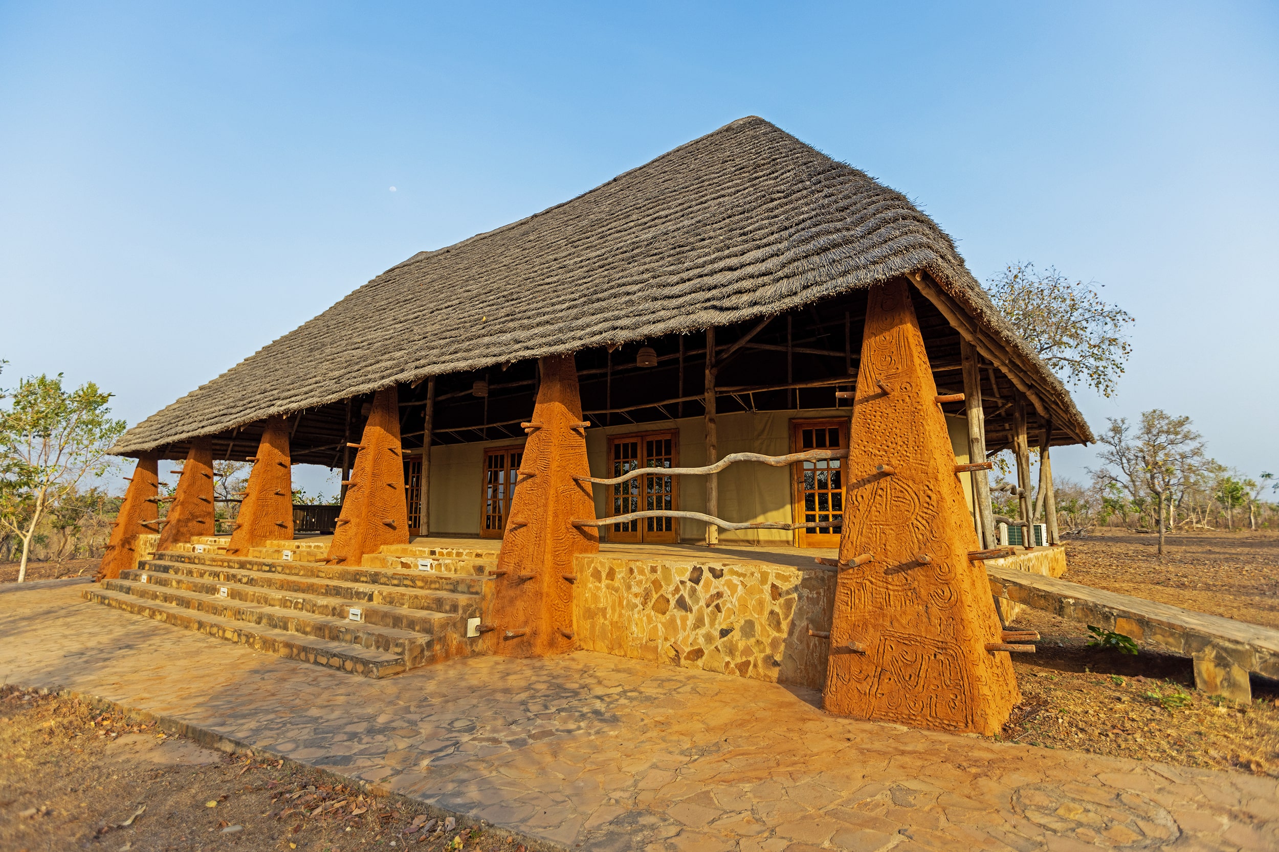 Image of the outside of the conference room building at Zaina Lodge, Mole National Park, Ghana