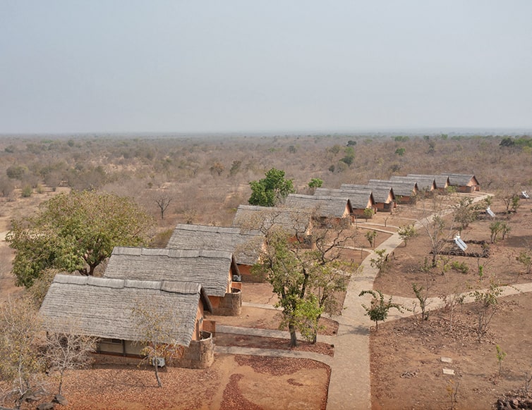 Birds Eye view of all the chalets at Zaina Lodge, Mole National Park, Ghana