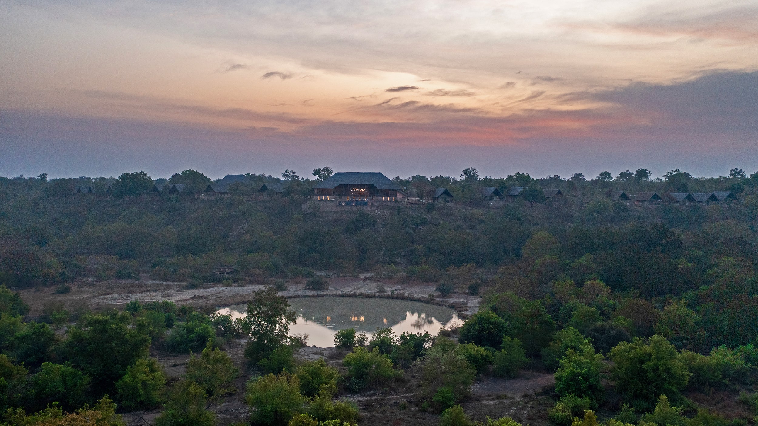 Aerial view of Zaina lodge from the front